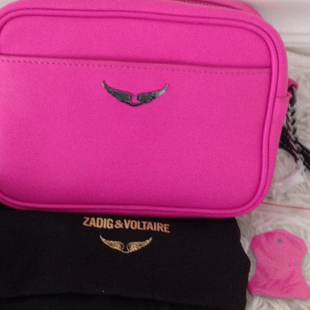 Zadig & Voltaire X-Small Boxy Initials Shoulder Bag Buttery Leather Barbiecore - Picture 11 of 11